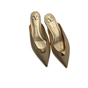 Valentino Garavani Gold Rockstud Pointed-Toe Mules